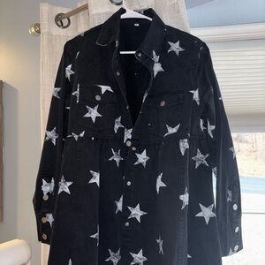 Black Star-Patterned Women's Jacket